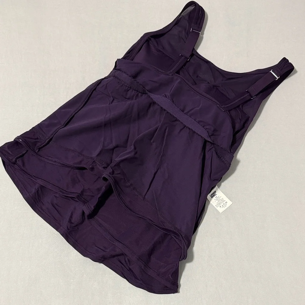 Lands' End Women's Plum High Neck Mesh Top Tankini Swim Top 16W NWT